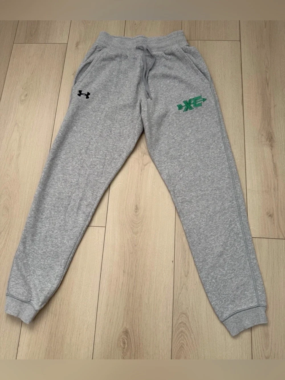Under Armour Gray Men's Sweatpants with Green Logo